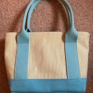 Eliza B Blue and Green Seersucker Mini Tote